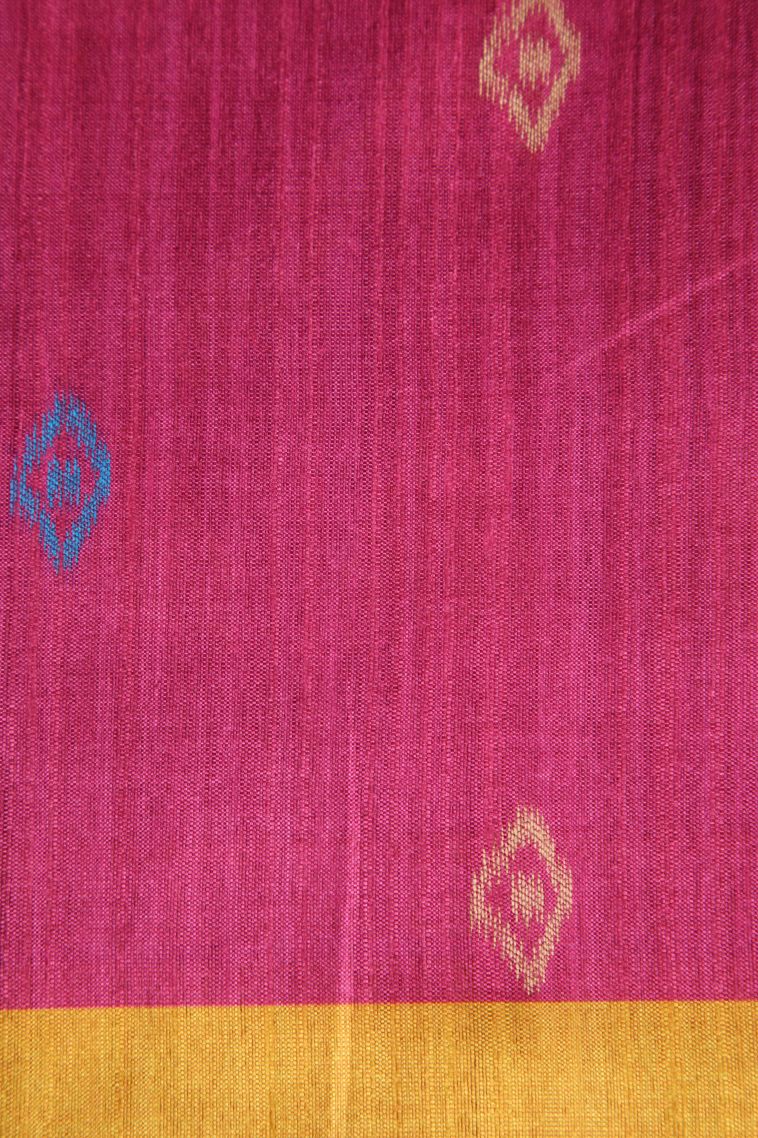 Bubblegum Pink Semi Tussar Silk with Without Zari Zari Cross Straipes view 3