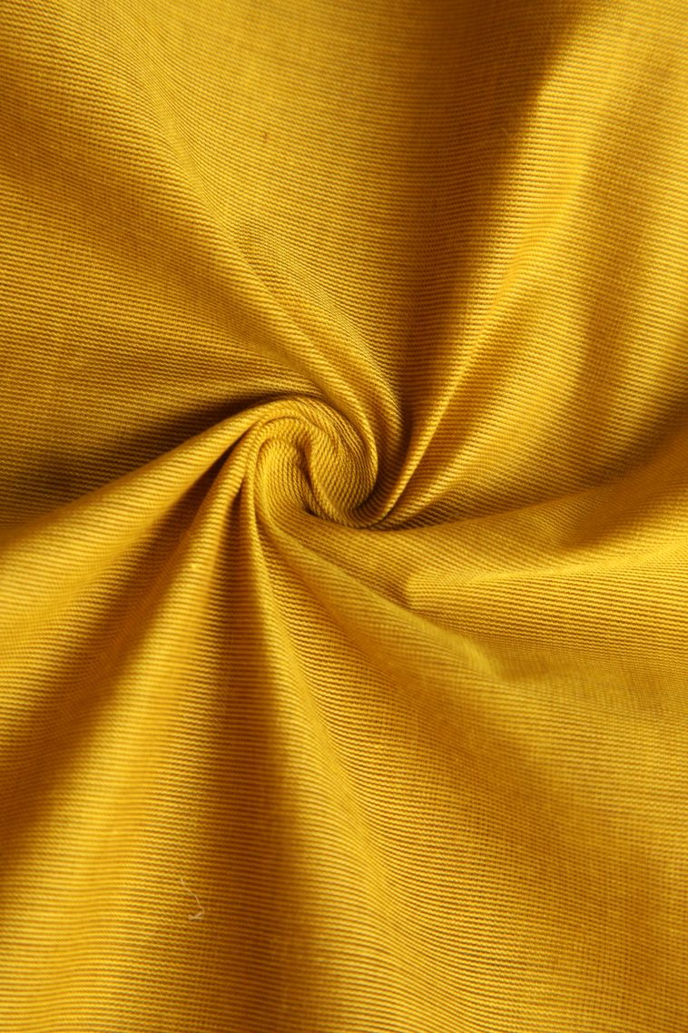 Lemon Yellow Chettinad Cotton Sarees with Gold Zari Plain view 4