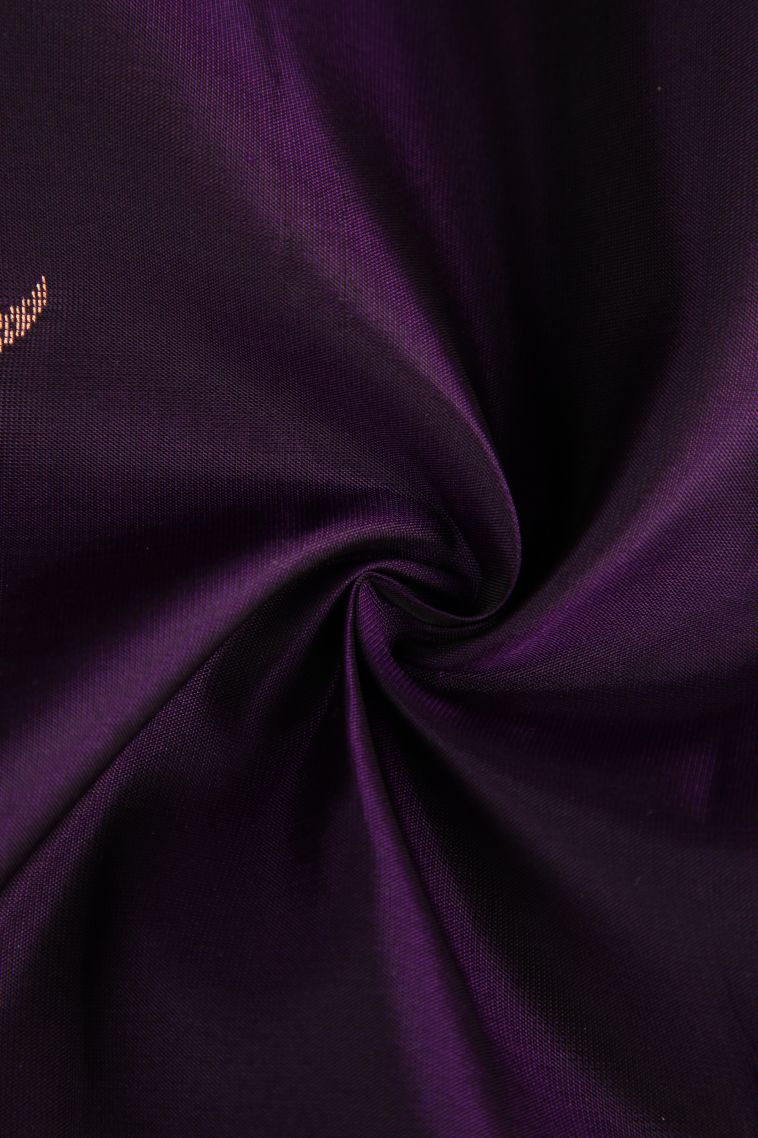 Viola Purple Soft Silk Saree with Copper Zari Floral Puttas view 4