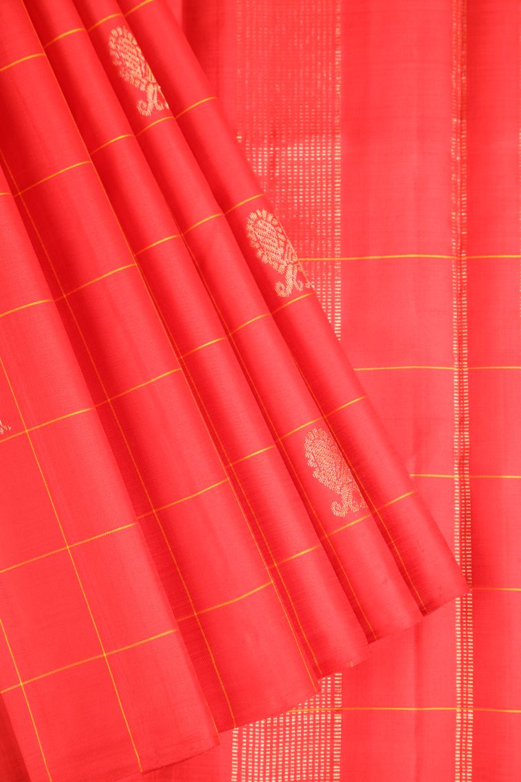 Berry Blue Kanchipuram Silk Sarees with Gold Zari Plain view 1