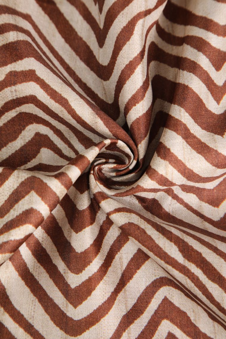 Caramel Brown Semi Tussar Silk with Gold Zari Zig Zag Pattern view 4