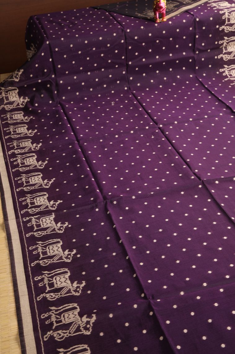 Mulberry Purple Jute Sarees with Without Zari Zari Buttis (small Dots Or Motifs) view 2