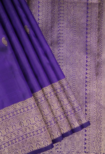 Azure Blue Kanchipuram Silk Sarees with Antic Zari Mango Puttas