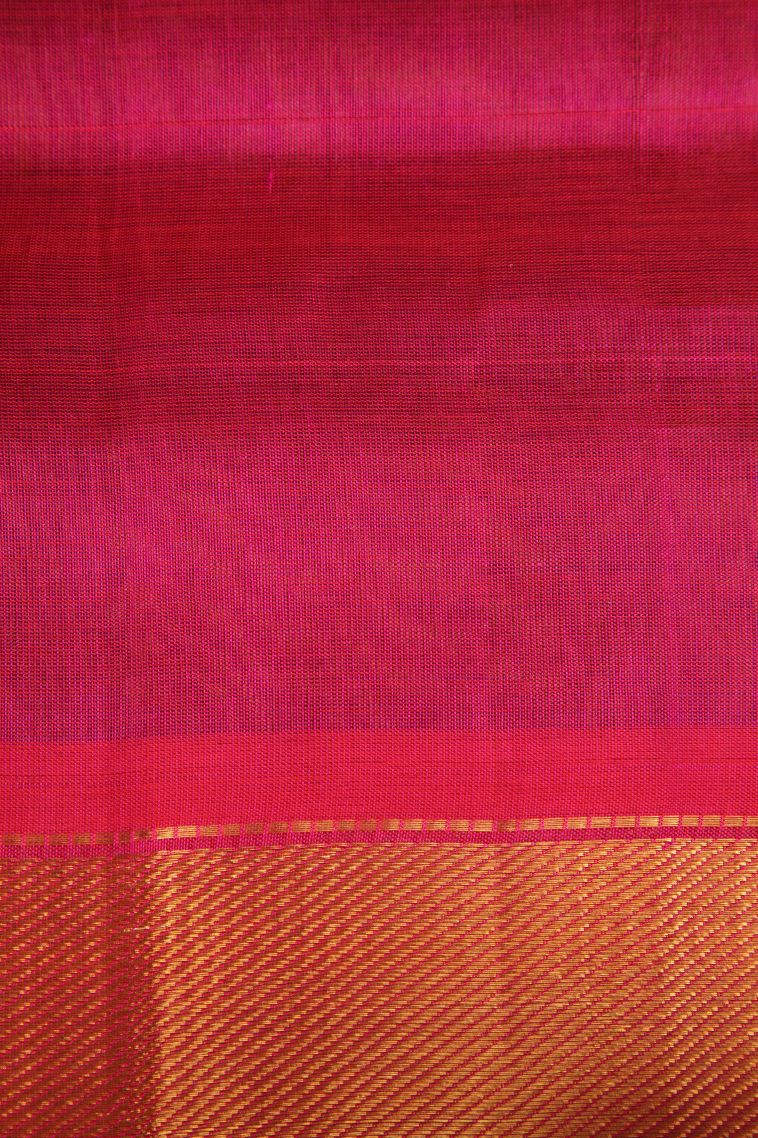 Basil Green Silk Cotton with Gold Zari Plain view 3