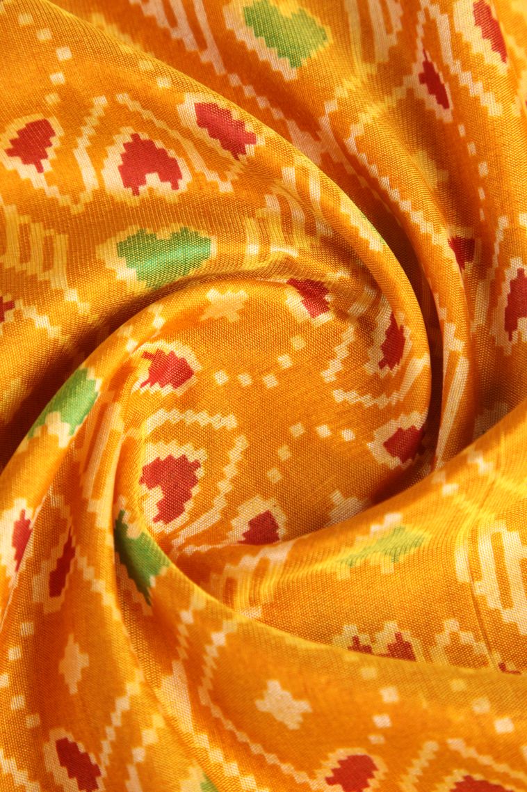 Gold Semi Tussar Silk with Gold Zari Pochamballi Pattern view 4