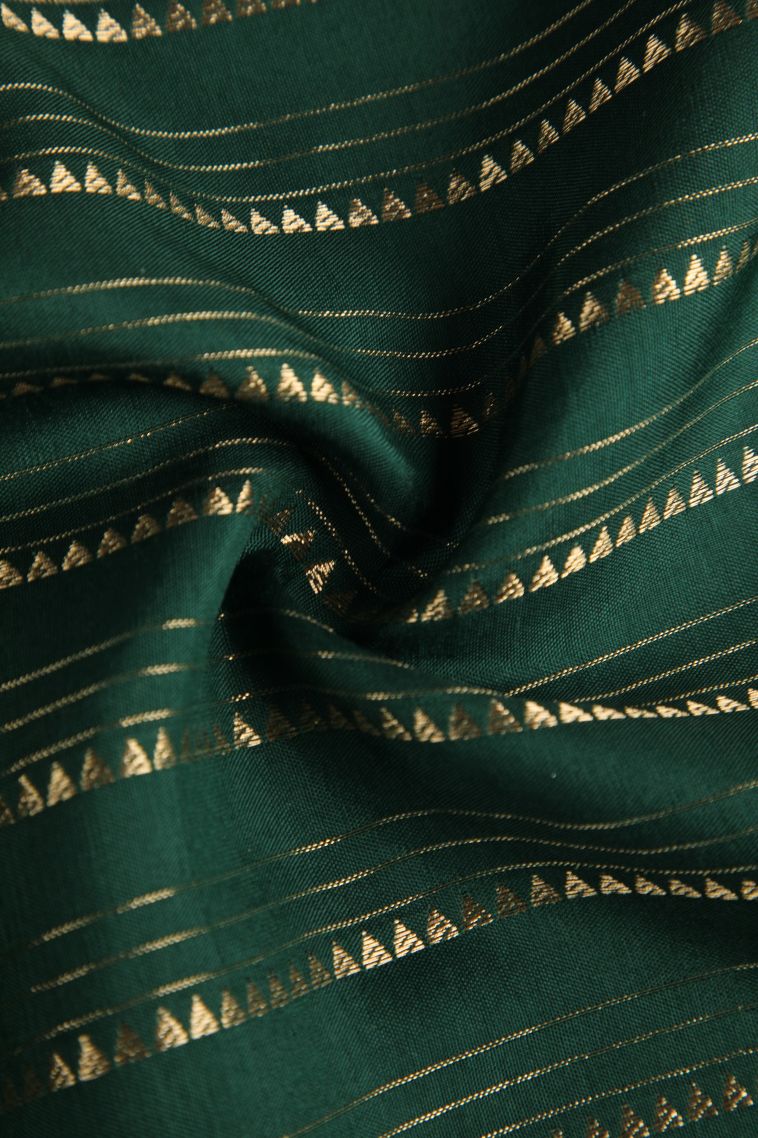 Bottle Green Banaras Sarees with Gold Zari Peacock Motifs view 4