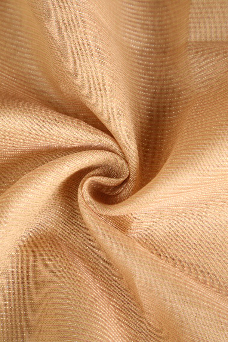 Sepia Yellow Tussar Saree with Silver Zari Plain view 4