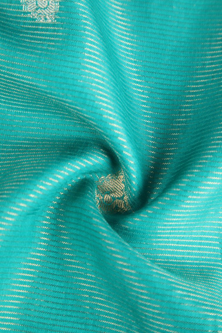 Arctic Blue Banaras Sarees with Gold Zari Peacock Motifs view 4