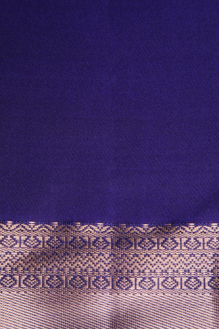Cerulean Blue Apoorva Silk Sarees with Gold Zari Floral Patterns view 3