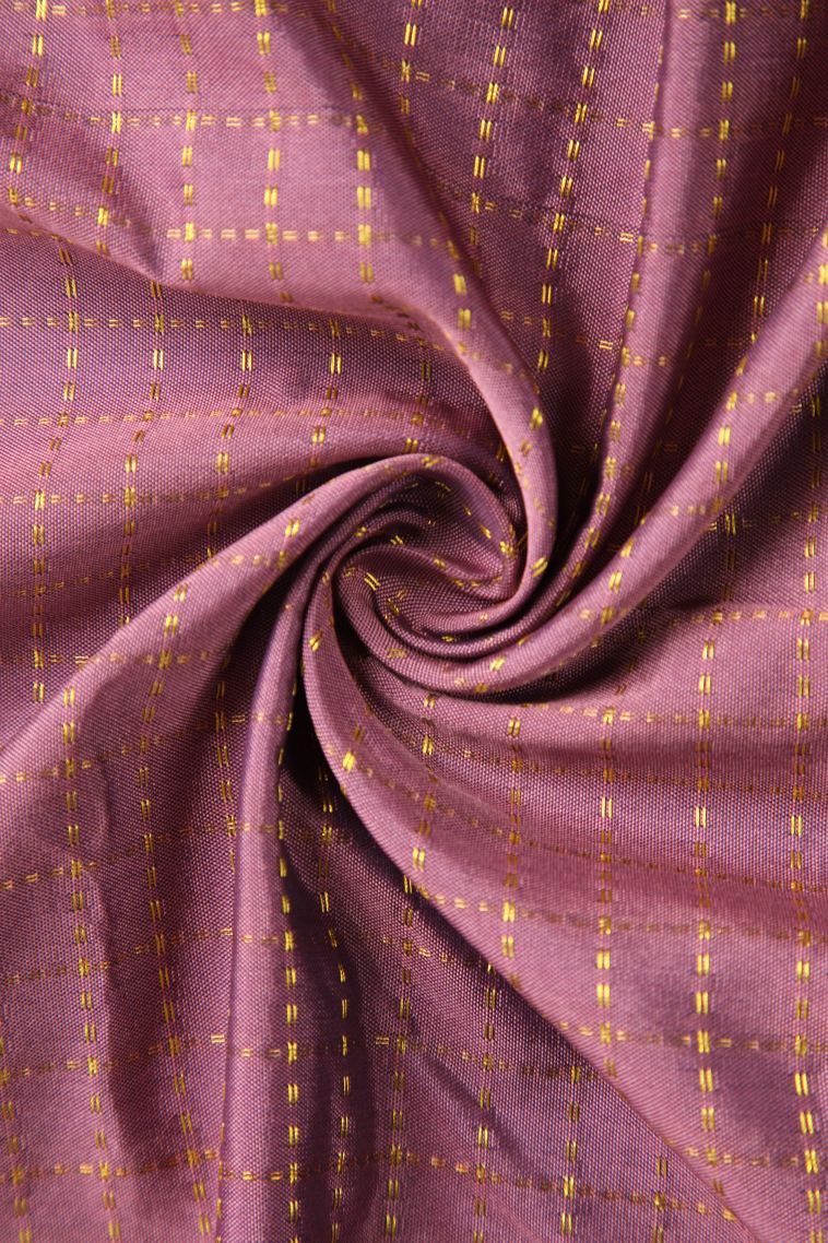 Lean Pink Soft Silk Saree with Gold Zari Checks view 4