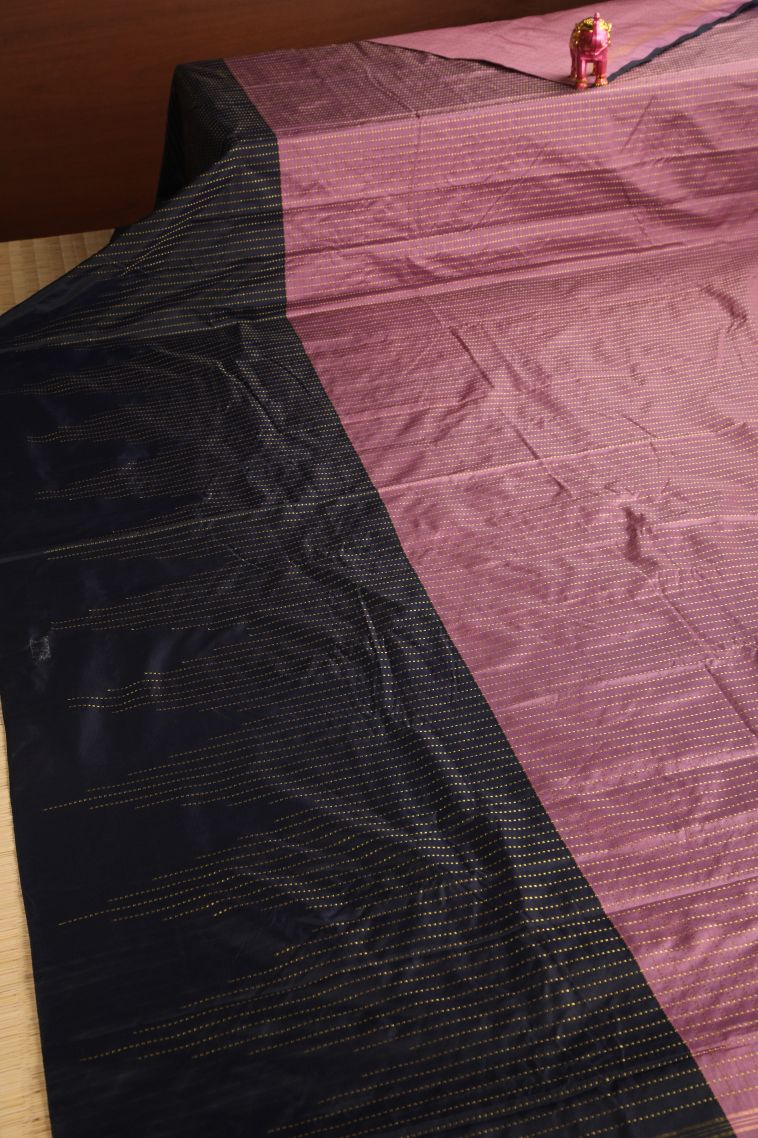 Lean Pink Soft Silk Saree with Gold Zari Checks view 2