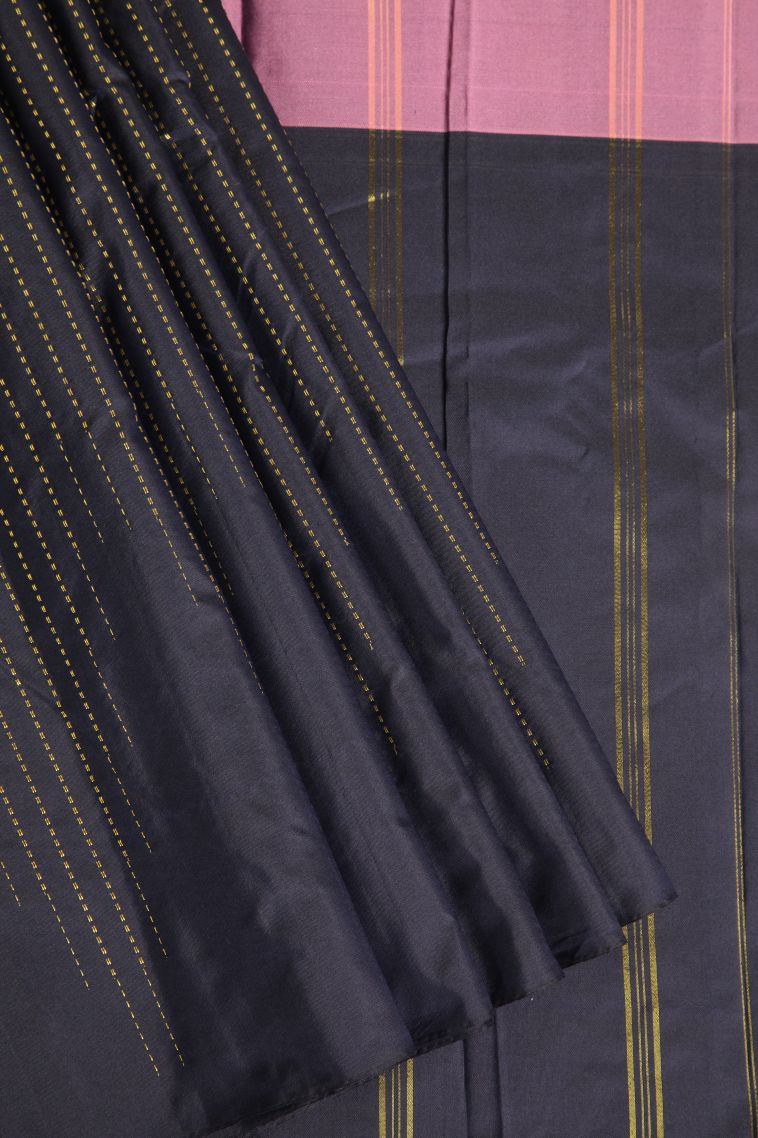 Lean Pink Soft Silk Saree with Gold Zari Checks