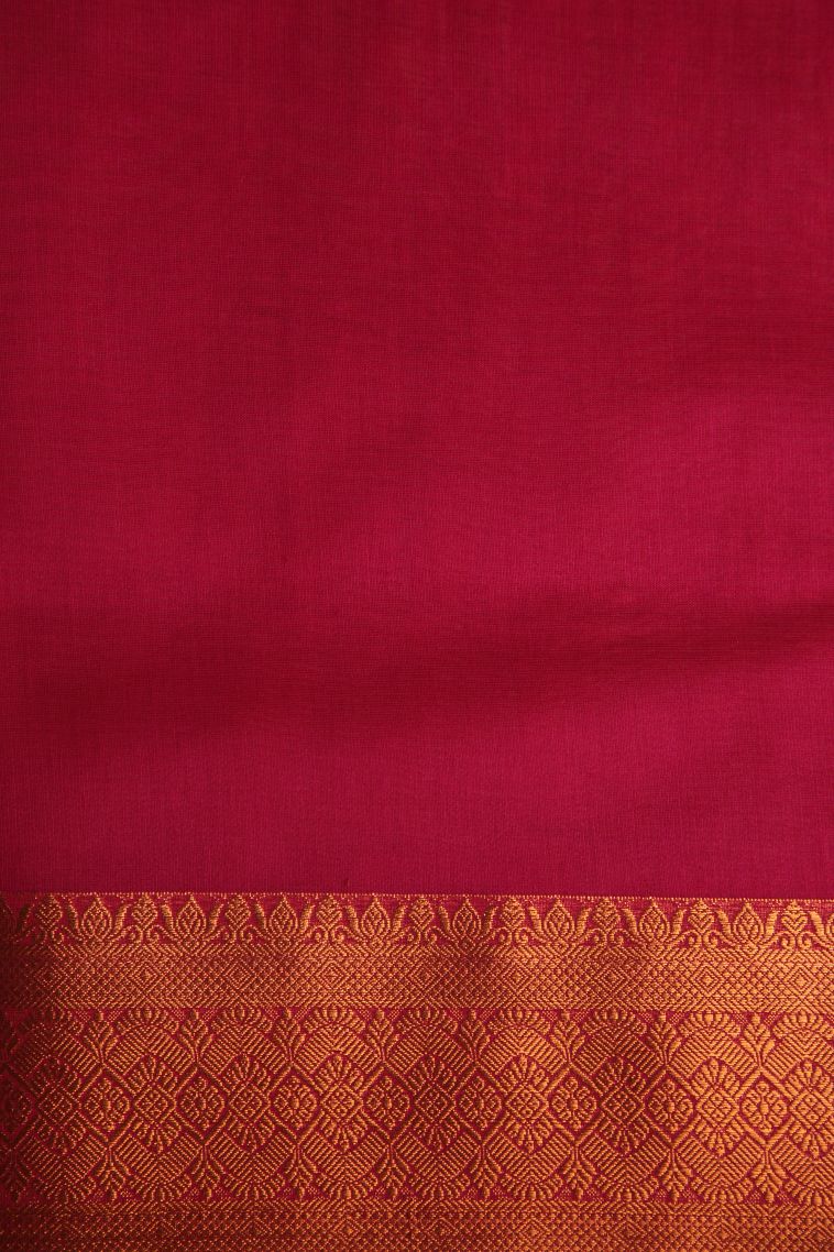 Magenta  Pink Silk Cotton with Gold Zari Floral Puttas view 3