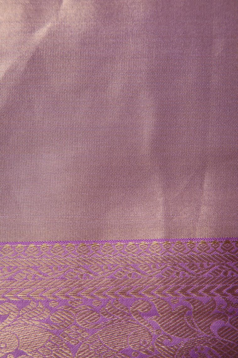 Coral Pink Tissue Silk Sarees with Gold Zari Animal And Bird Motifs view 3