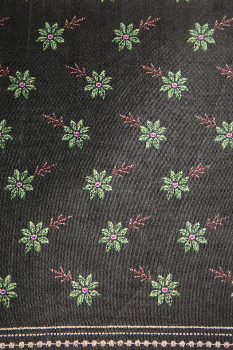 Charleston Black Semi Tussar Silk with Gold Zari Zig Zag Pattern view 3