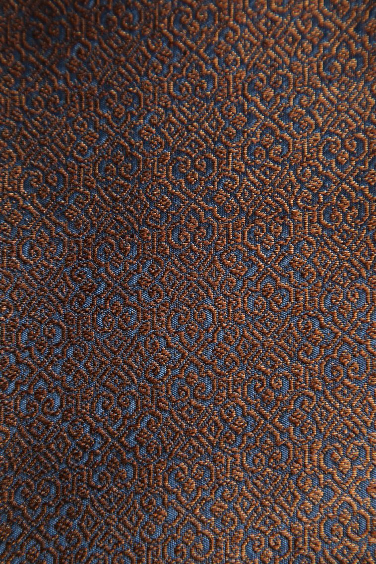 Indigo Blue Jute Sarees with Antic Zari Floral Patterns view 3