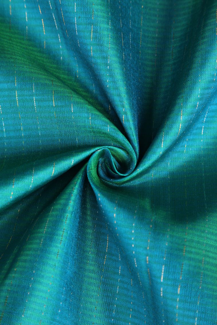 Cerulean Blue Soft Silk Saree with Gold Zari Plain view 4