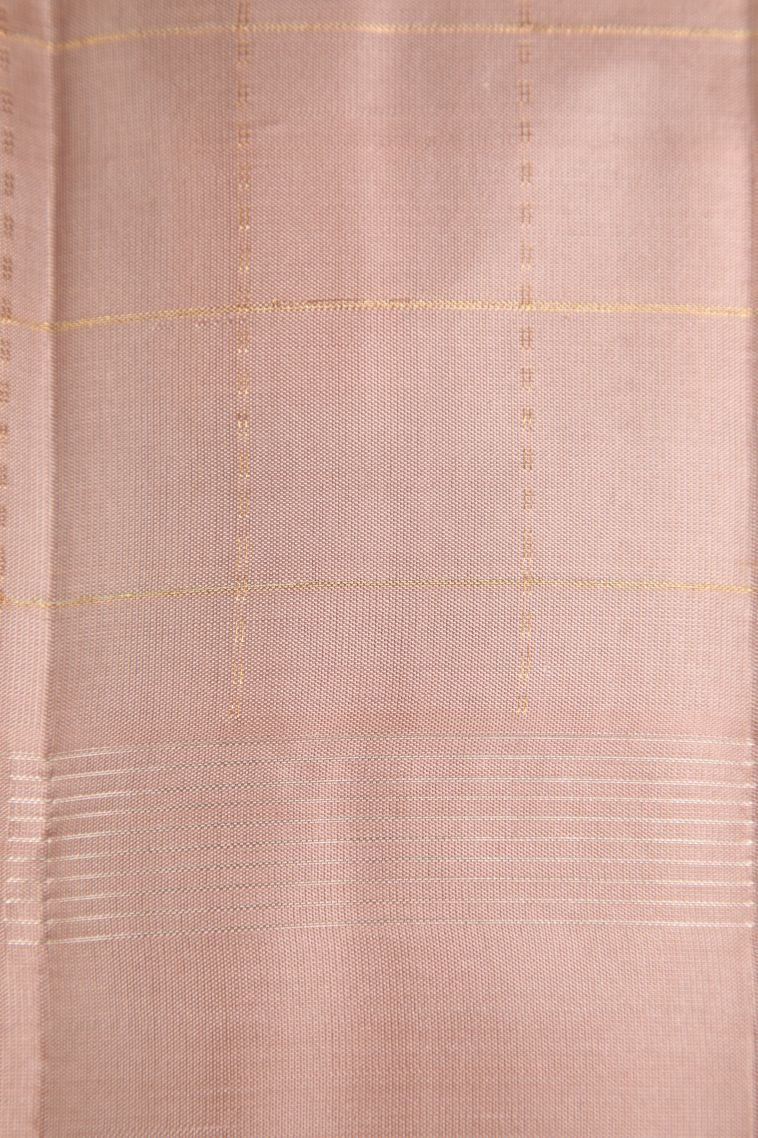 Pine Green Soft Silk Saree with Gold Zari Checks view 3