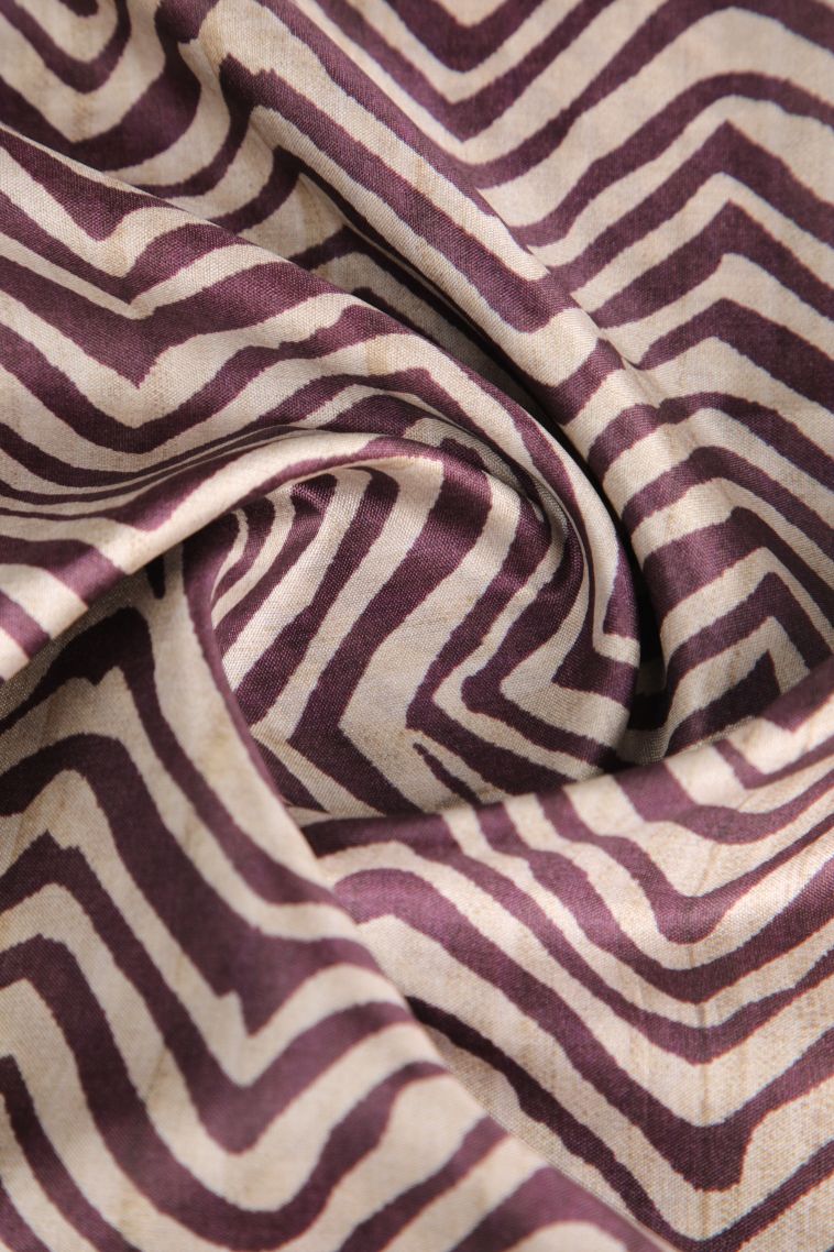 Grape Purple Semi Tussar Silk with Gold Zari Zig Zag Pattern view 4