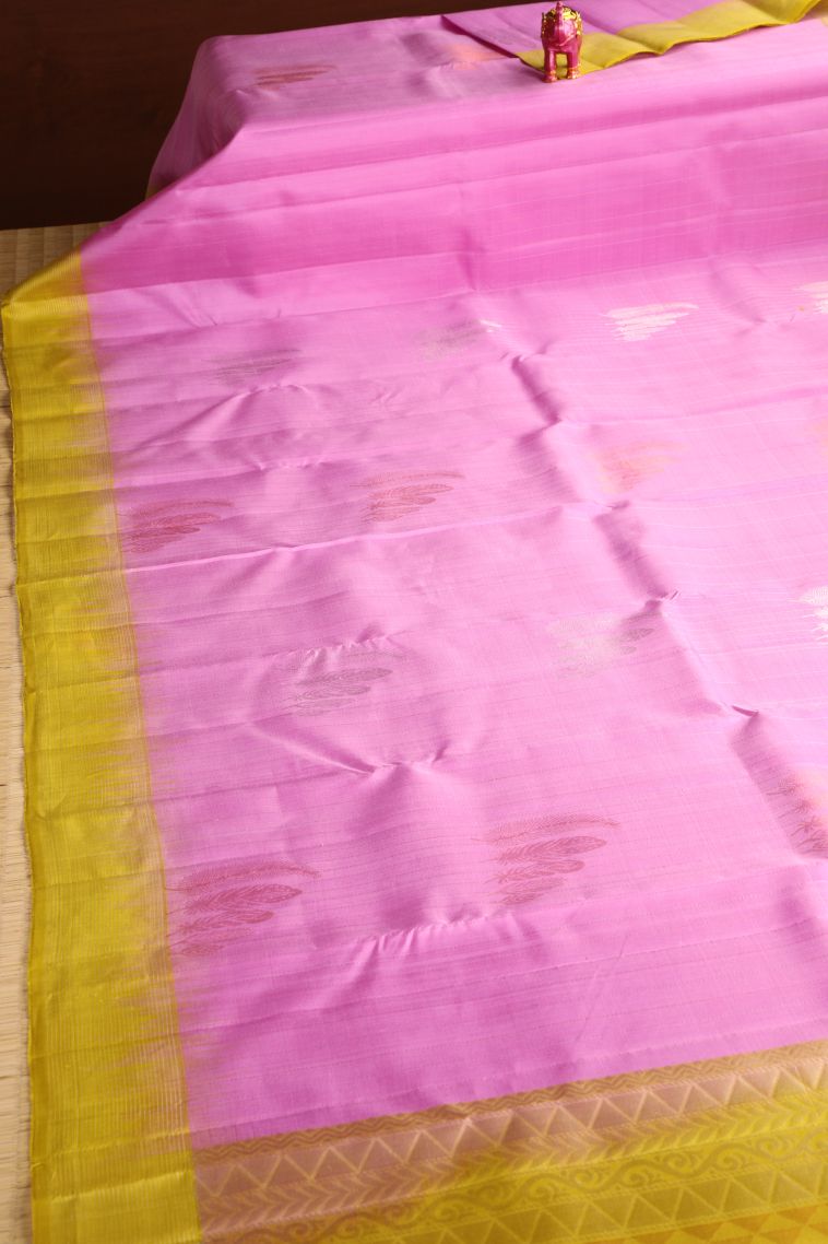 Taffy Pink Soft Silk Saree with Gold Zari Vaira Oosi view 2
