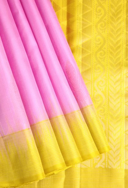 Taffy Pink Soft Silk Saree with Gold Zari Vaira Oosi