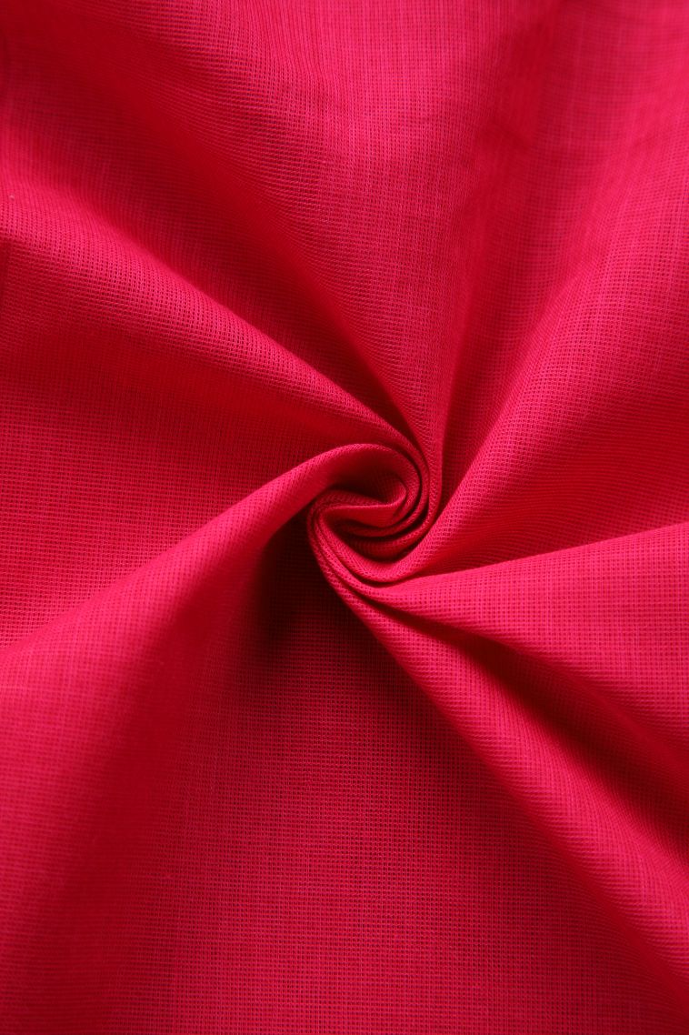 Candy Red Chettinad Cotton Sarees with Gold Zari Plain view 4