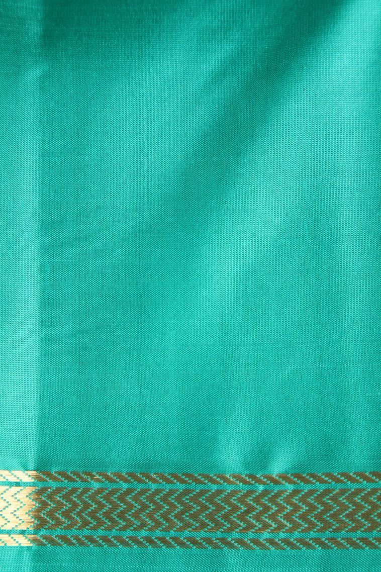 Fire Orange Soft Silk Saree with Gold Zari Floral Puttas view 3