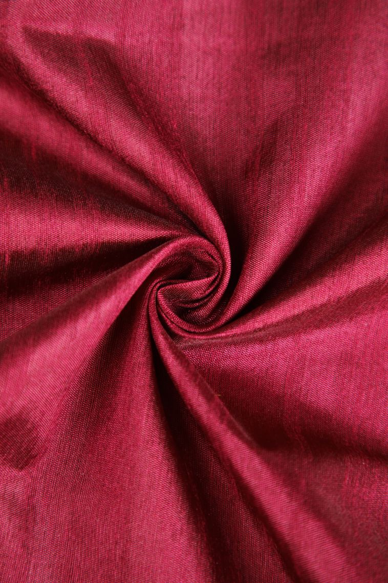 Ruby Red Semi Tussar Silk with Gold Zari Plain view 4