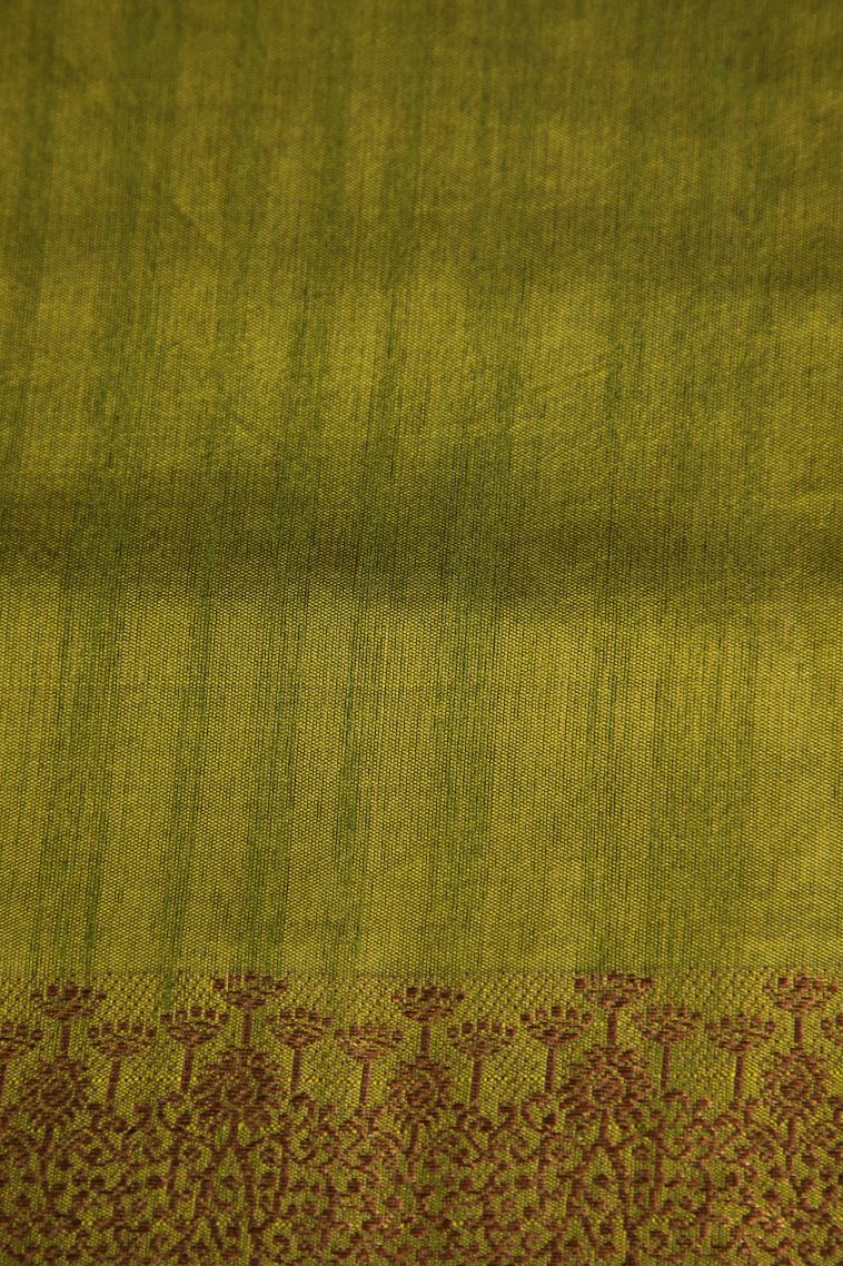 Ruby Red Semi Tussar Silk with Gold Zari Plain view 3