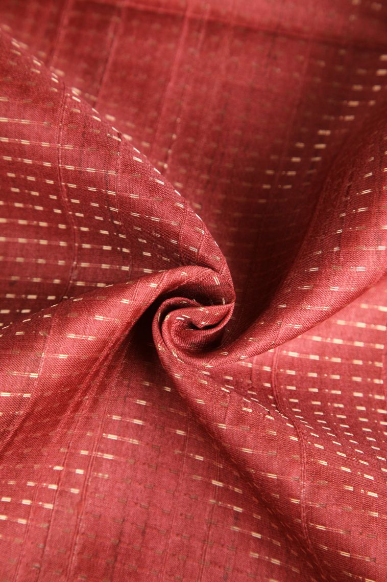 Amber Orange Semi Tussar Silk with Gold Zari Vaira Oosi view 4