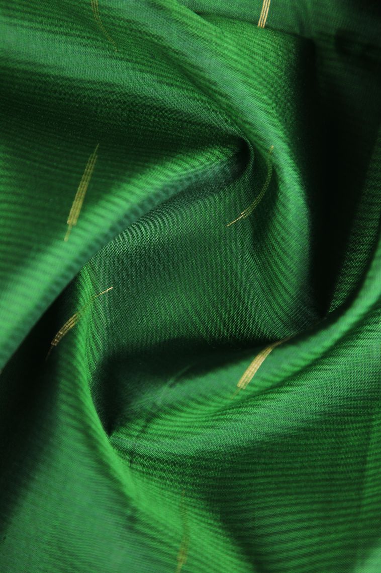Bottle Green Soft Silk Saree with Gold Zari Raindrops Model view 4