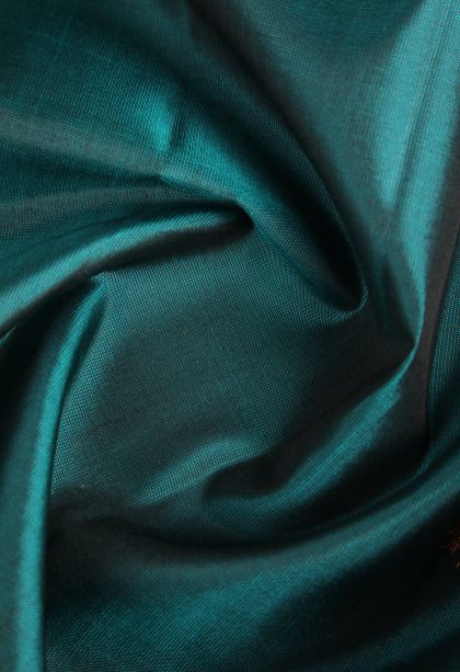 Pine Green Soft Silk Saree with Gold Zari Mango Puttas