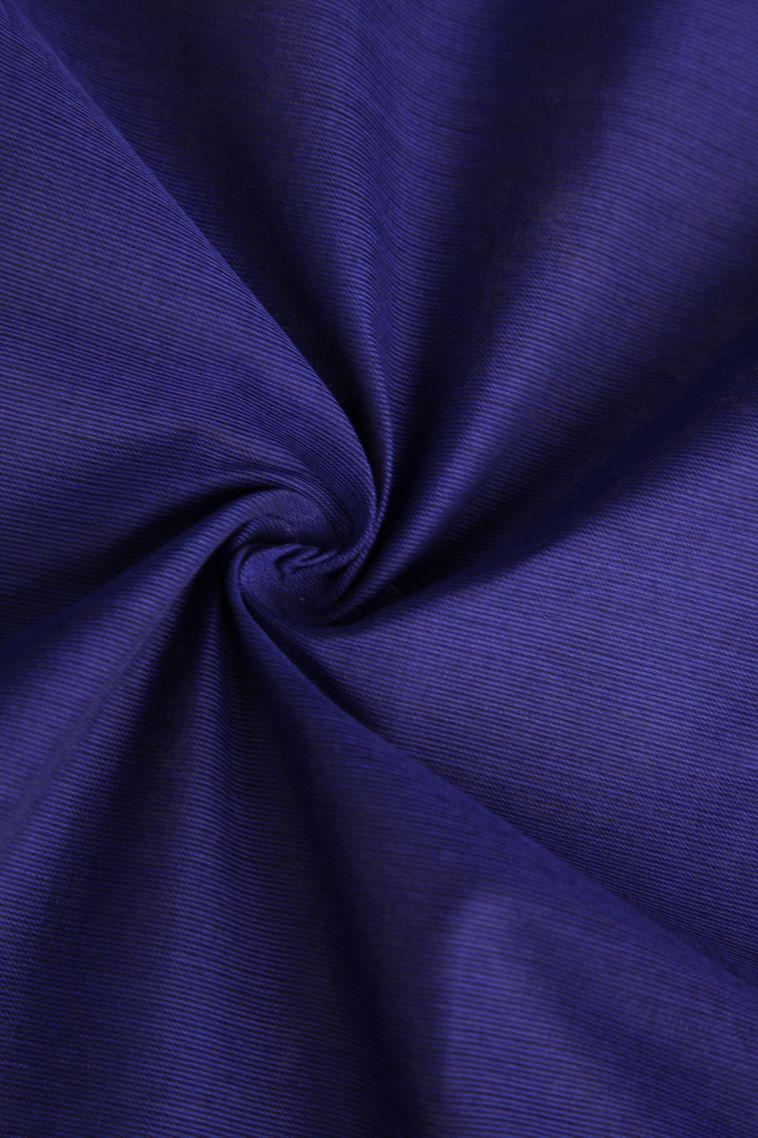 Admiral Blue Chettinad Cotton Sarees with Gold Zari Plain view 4