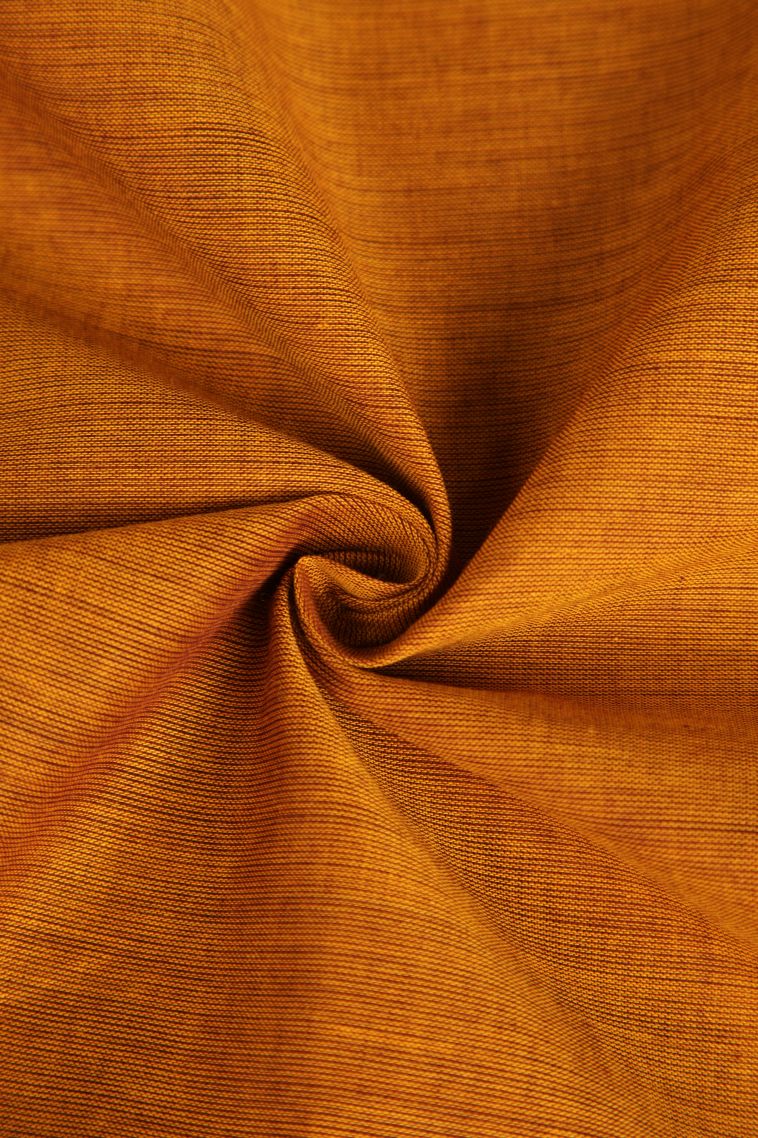 Apricot Orange Chettinad Cotton Sarees with Gold Zari Plain view 4