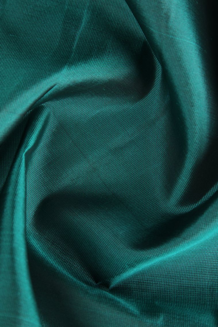 Ocean Blue Soft Silk Saree with Copper Zari Floral Patterns view 4