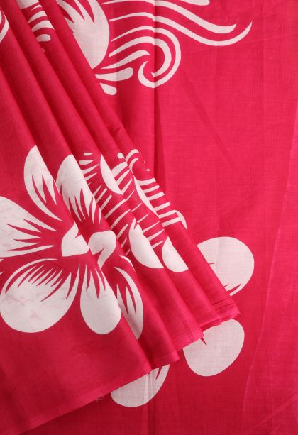 Strawberry Pink Cotton Sarees with Without Zari Zari Floral Patterns