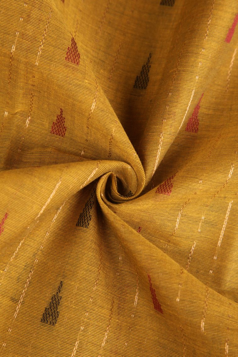 Gold Chettinad Cotton Sarees with Without Zari Zari Temple Pattern view 4