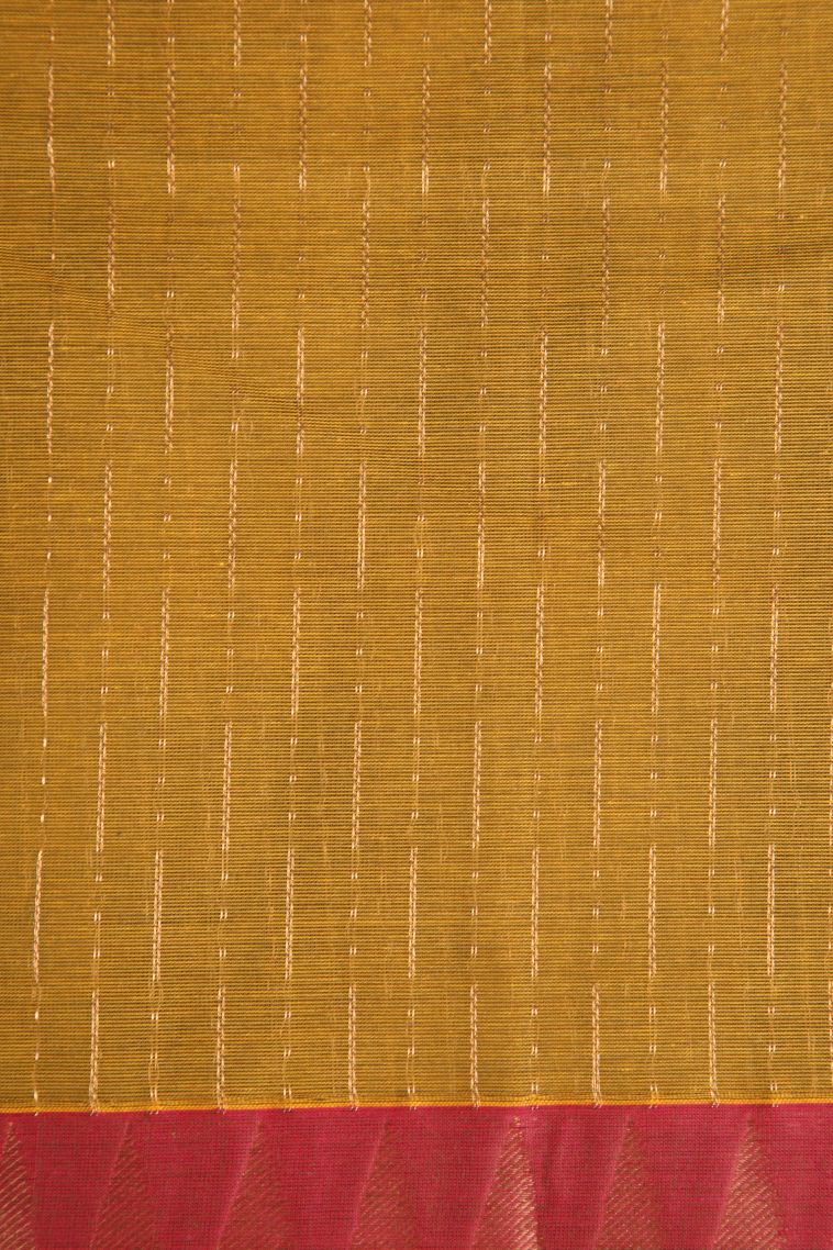 Gold Chettinad Cotton Sarees with Without Zari Zari Temple Pattern view 3