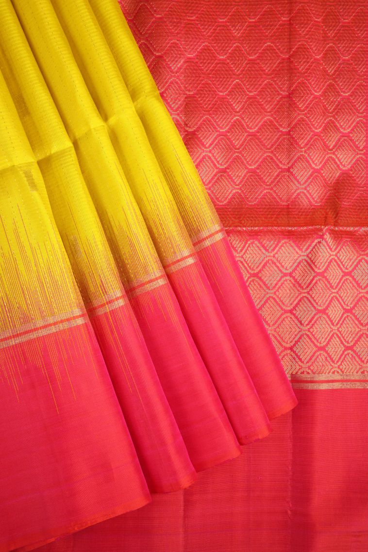 Lemon Yellow Soft Silk Saree with Gold Zari Buttis (small Dots Or Motifs) view 1