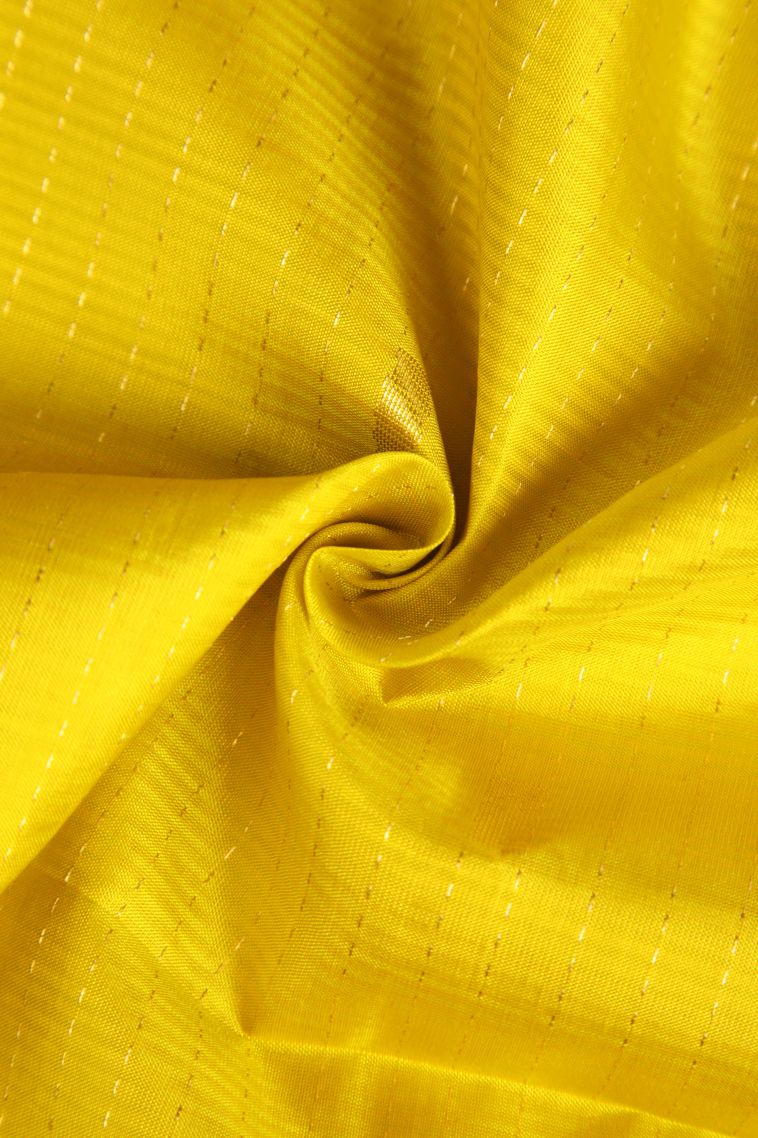 Lemon Yellow Soft Silk Saree with Gold Zari Buttis (small Dots Or Motifs) view 4
