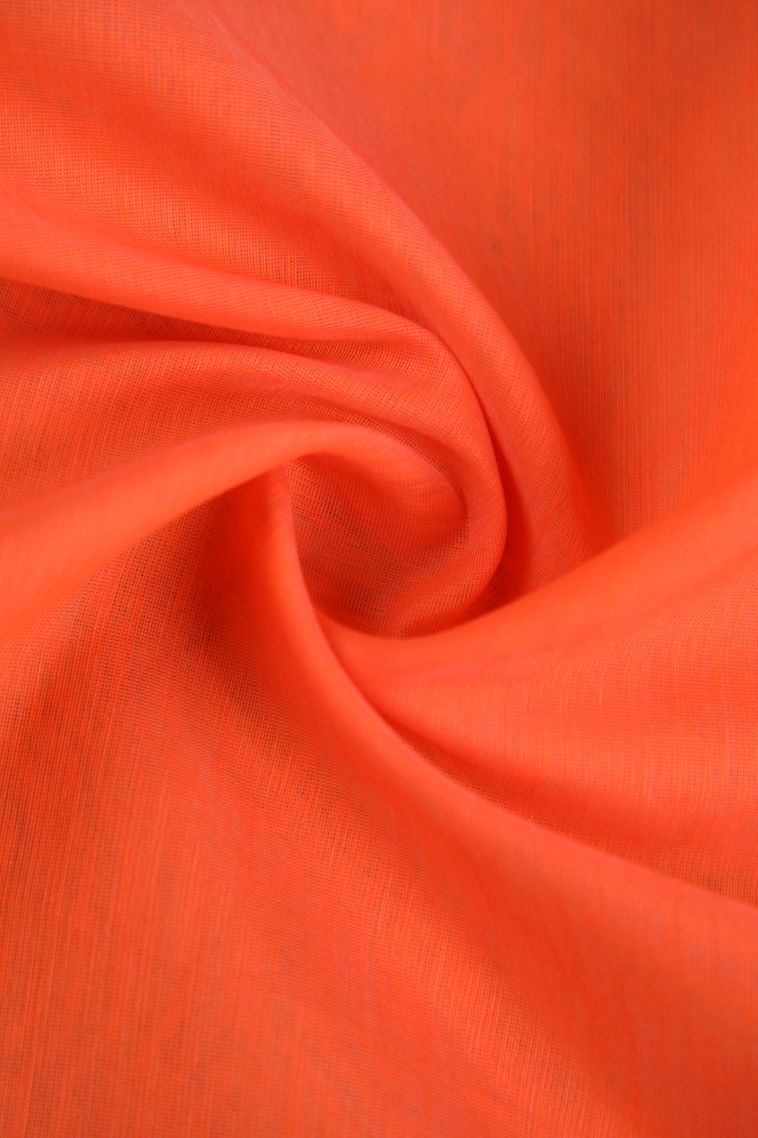 Tangerine Orange Silk Cotton with Gold Zari Floral Puttas view 4