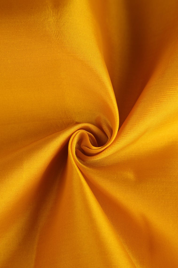 Merigold Orange Soft Silk Saree with Copper Zari Floral Puttas view 4