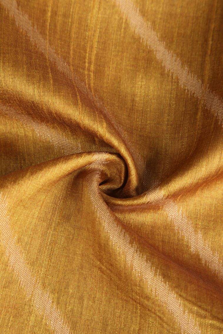 Biscotti Yellow Semi Tussar Silk with Without Zari Zari Cross Straipes view 4