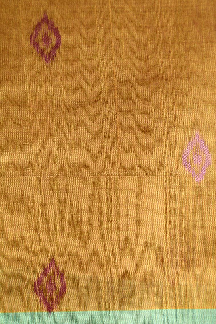 Biscotti Yellow Semi Tussar Silk with Without Zari Zari Cross Straipes view 3