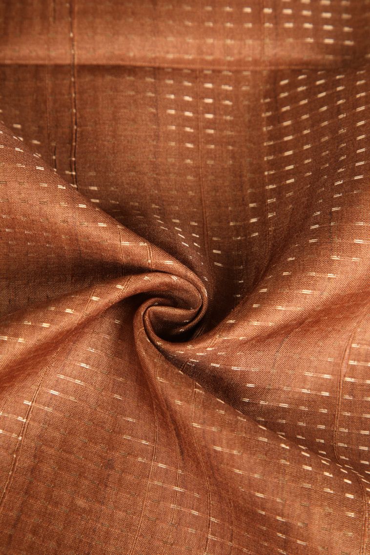 Clay Orange Semi Tussar Silk with Gold Zari Vaira Oosi view 4