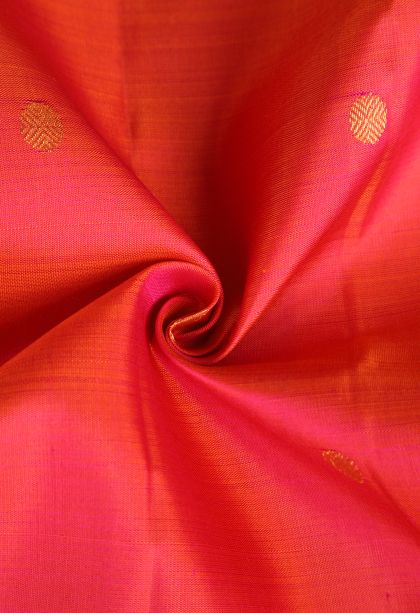 Strawberry Pink Kanchipuram Silk Sarees with Gold Zari Floral Patterns