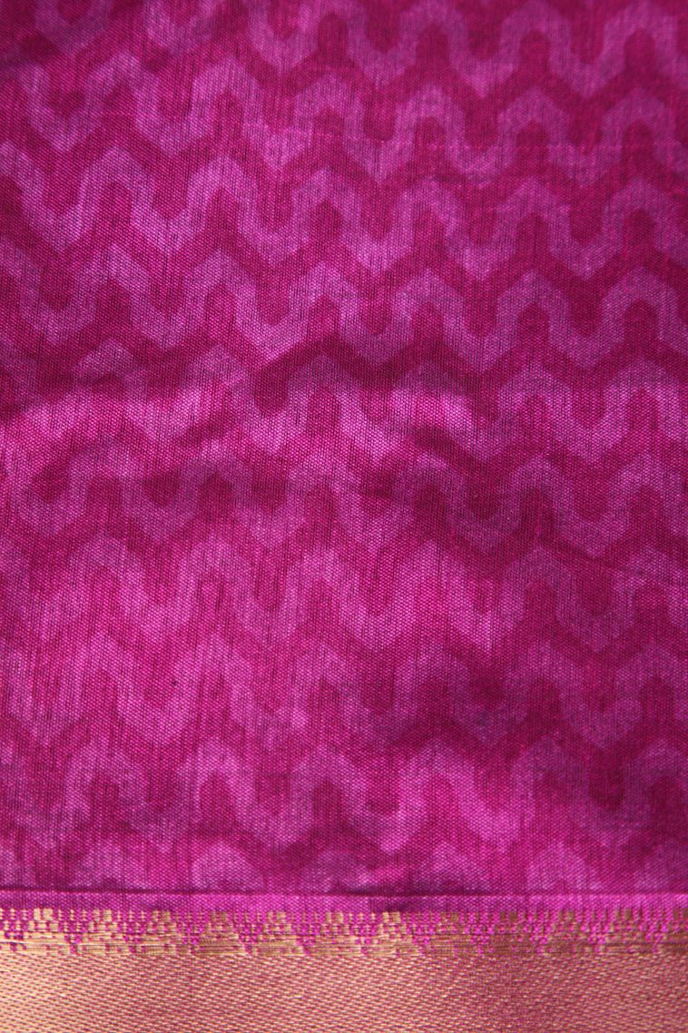 Berry Blue Semi Tussar Silk with Gold Zari Pochamballi Pattern view 3