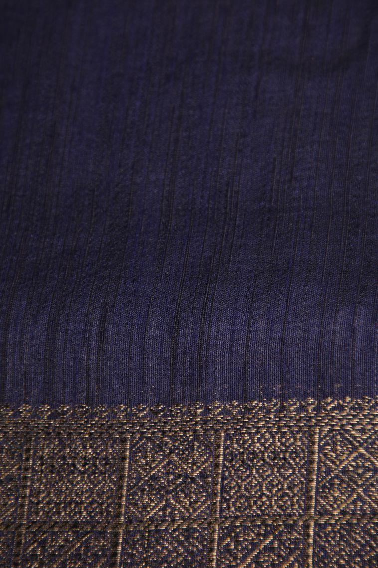Gold Semi Tussar Silk with Gold Zari Plain view 3