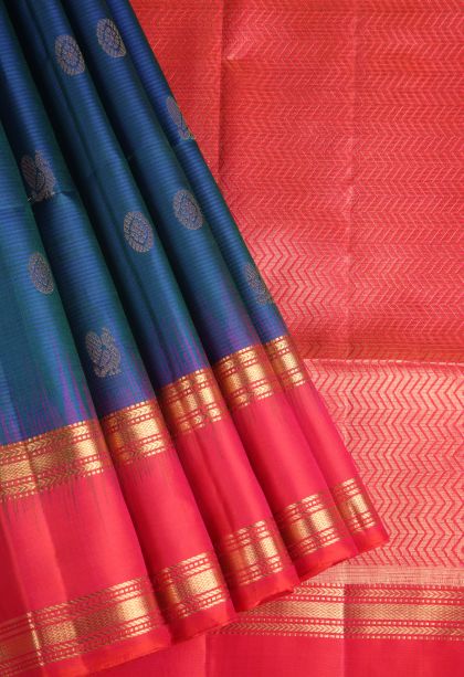 Cerulean Blue Soft Silk Saree with Gold Zari Annam Rudhratcham