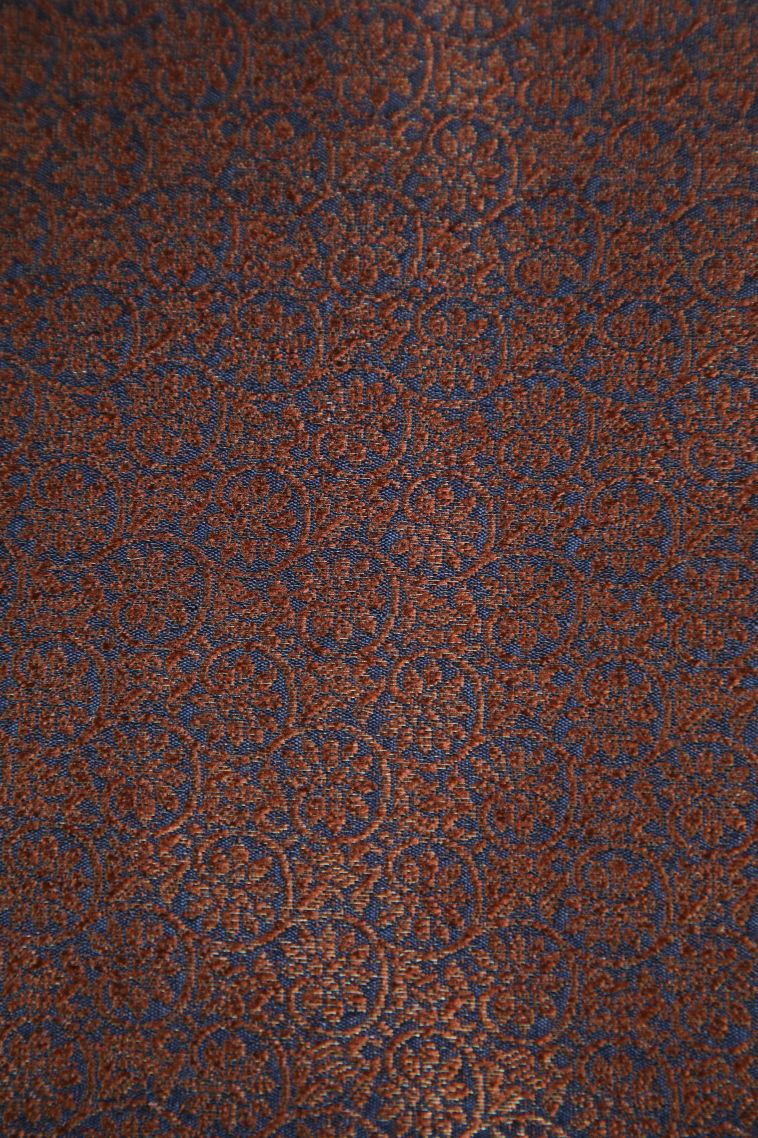 Indigo Blue Jute Sarees with Antic Zari Floral Patterns view 3